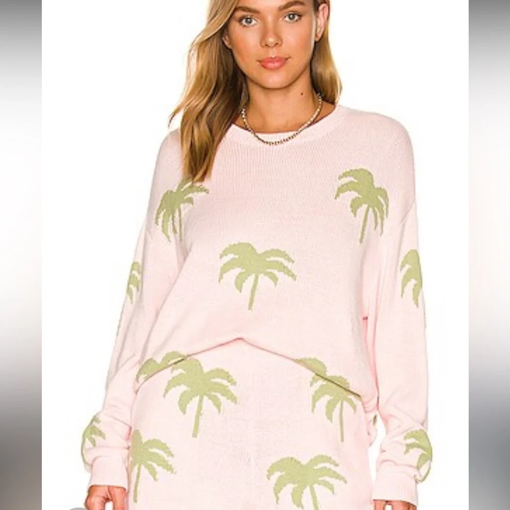 Show Me Your Mumu Pink Palm Tree Knit Sweater M - Picture 6 of 6
